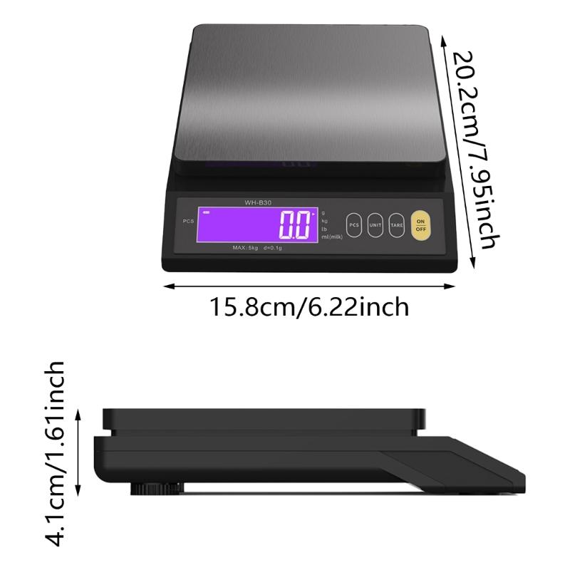 Accurate Food Weighing Scale with LCD Display Rechargeable Digital Food Scale Electronic Weighter for Cooking and Baking
