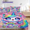 Cartoon cute fantasy unicorn bedding, duvet cover, pillowcase, home decoration, birthday gift (1 * duvet cover+2 * pillowcase, coreless)