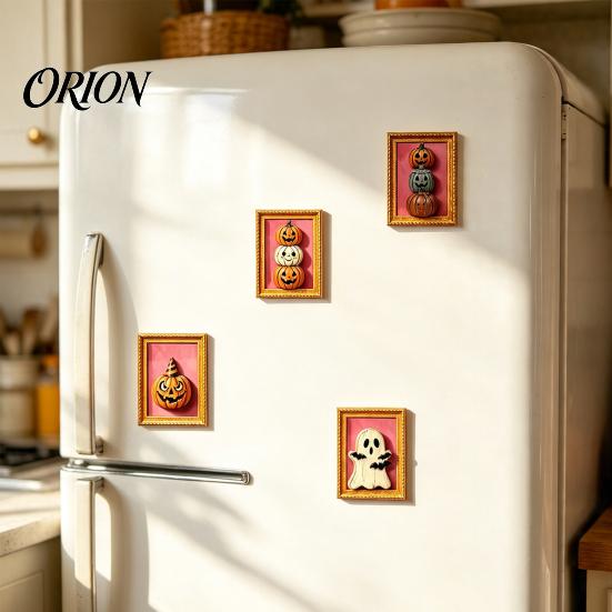 Holiday Decoration Magnet Halloween Pumpkin Frame Refrigerator Magnet, Vintage Ghost Fridge Whiteboard Decorative for Party Spooky Magnets