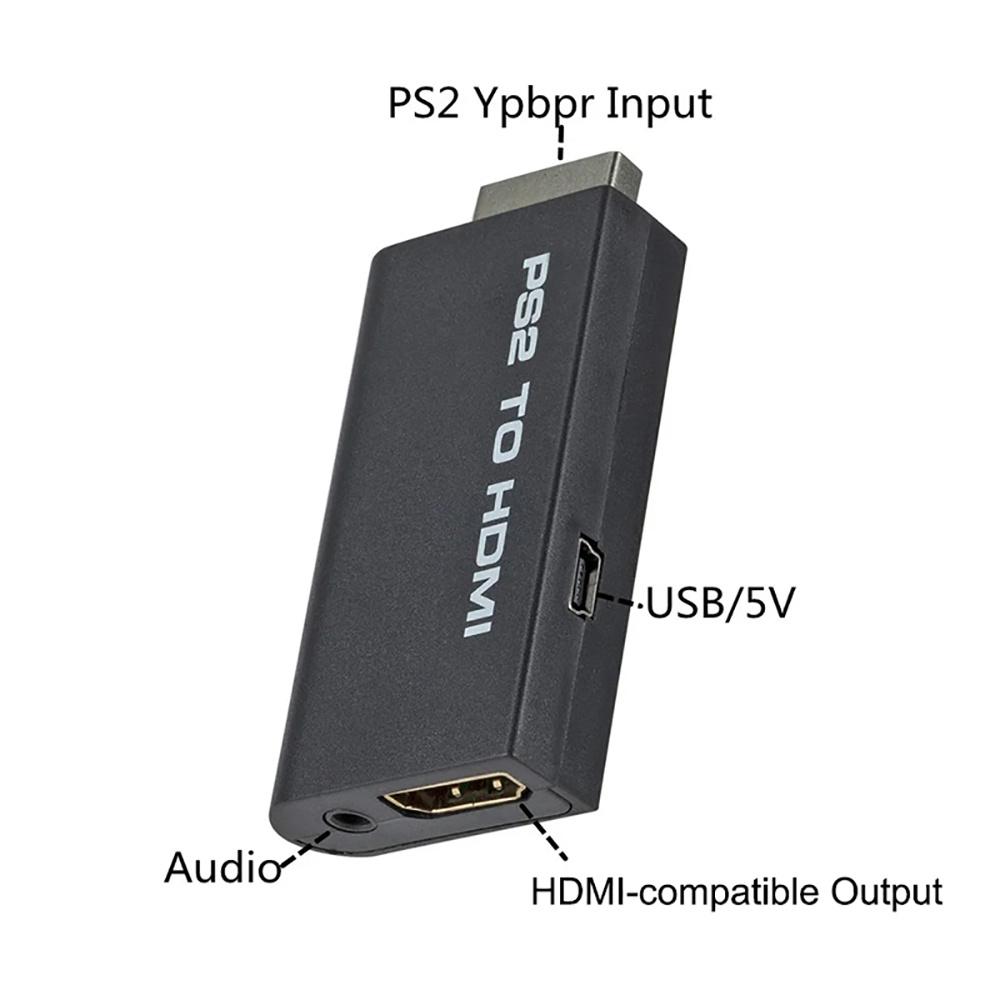 PS2 to HDMI Compatible Converter Adapter Audio And Video With 3.5mm Audio Cable Supports Pc All Ps2 480i 480p 576i Display Modes