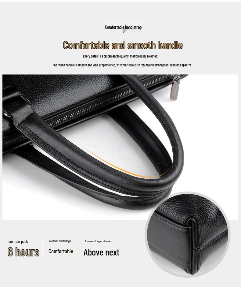 Men's Genuine Leather Cowhide Laptop Crossbody Bag - Business Travel Trend