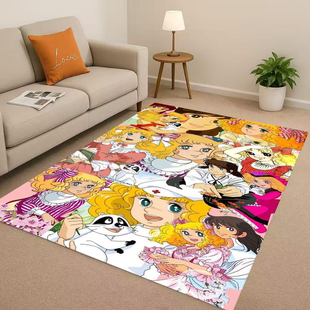 Cartoon Candy Candy Sweet Girl Anime Room Non Slip Area Rug Soft Carpet for Bedroom Playroom Sofa,Easy Clean Home Decor Doormat