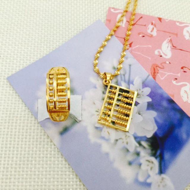 Ruyi Gold Plated Abacus Necklace Pendant - Copper Jewelry Gift