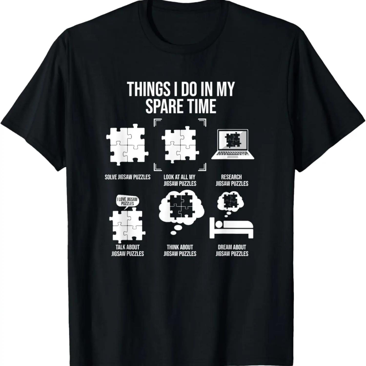 Things I Do In My Spare Time - Funny Jigsaw Puzzle T-Shirt S чёрный