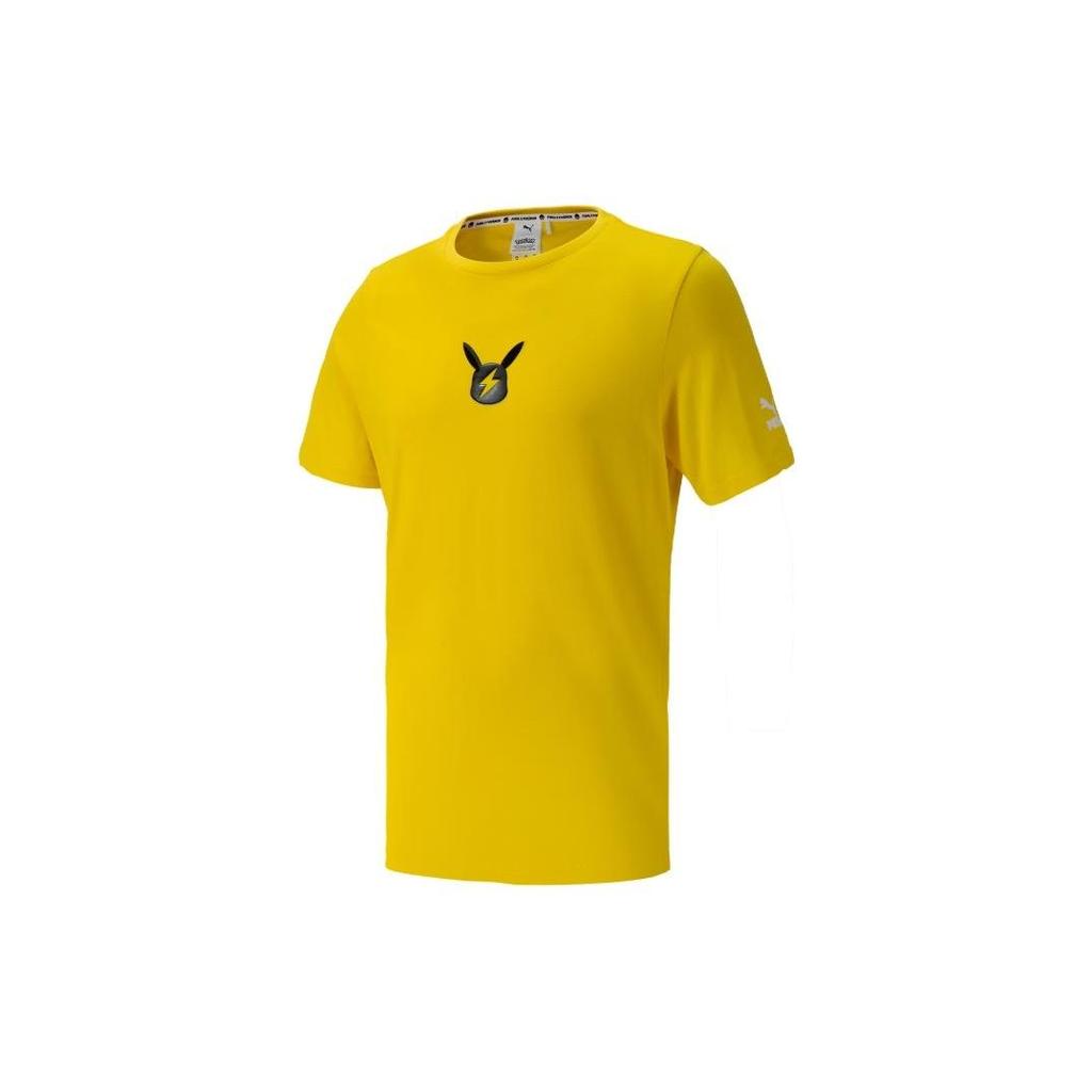 Puma Pokemon Kooperationsserie Sprite-Musterdruck Rundhals Kurzarm T-Shirt Herren Oberteile Gelb 537774-98