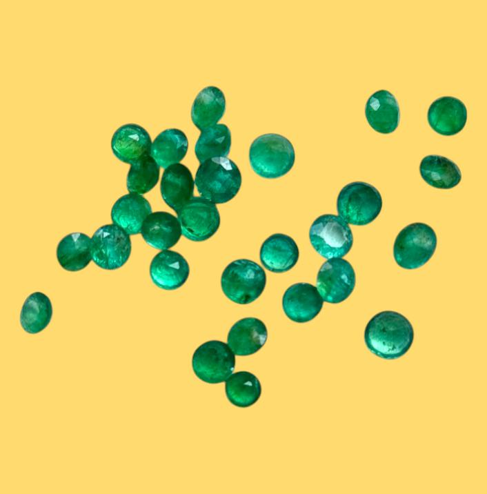 Good Luster Quality Natural Emerald Round Cut Gemstone Lot, Loose Gemstone Lot, Zambian Emerald Stone, 0.50 Mm To 2 Mm Size Round Lot.