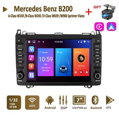 Android AutoRadio для Mercedes Benz A-Class W169 B-Class W245 V-Class W639 W906 Sprinter Viano Carplay Автомобільний мультимедійний GPS 2din Авторадіо 1+32 ГБ