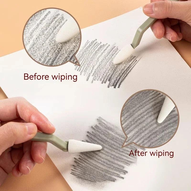 2 Stück Kunst Zeichen Wischer Messer + 20 Stück Waschbarer Pinsel Schwamm Highlight Künstler Zeichen Korrektur Detail Radierstift Stift Skizze Reinigungswerkzeuge
