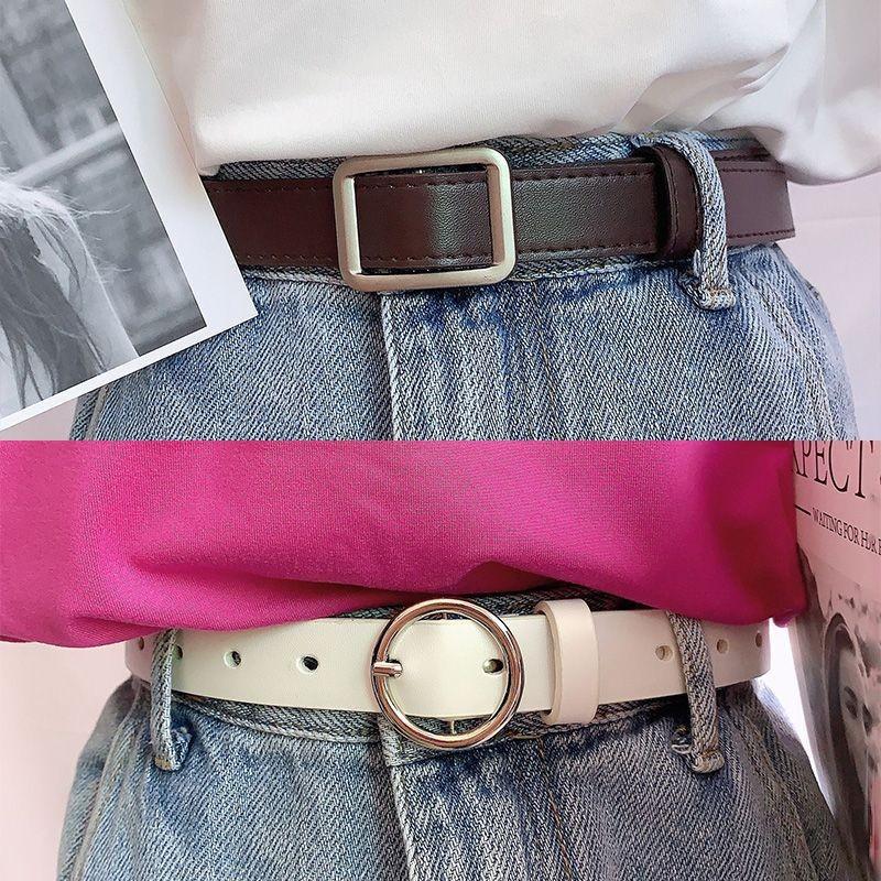 Stylish Womens No-hole Decorative Jeans Belt In Black Versatile Fashion Accessory