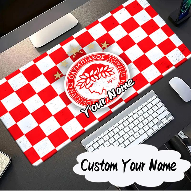 Custom Name Mouse Pad Olympiacos Fc Crest Design Mouse Pad, Gaming Mouse Pad, Keyboard Pad, Desk Decor for Computer Notebook Fan Birthday Gift