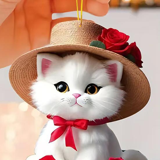 2D Acrylic Christmas Ornament Cute Flat Polar Bear/Octopus/Parrot Animal Car Rear View Mirror Charm Auto Interior Accessories for Window Wall