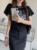 T-shirt Estiva Elegante Slim Stile Coreano Donna Moda Manica Corta Maglietta Grafica Top Femminile Design Y2k Streetwear Abbigliamento Casual