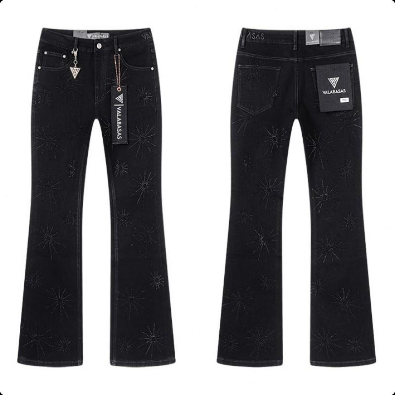 Valabasas Stil '' Retro Distressed Gewaschene Stretch Schlagjeans Herren Damen Streetwear Freizeit Hosen
