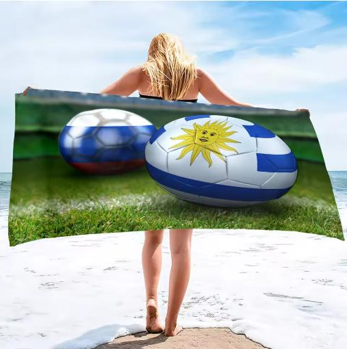 Football Beach Towel Soccer Player Print Microfiber Quick Dry Swim Towel for Summer Vacation