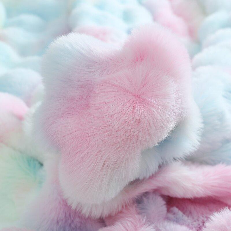 Thick and Warm Modern Blanket Autumn and Winter Bubble Velvet Rabbit Fur Blanket Plush Sofa Towel Pillow Cover Soft and Comfortable Bed Sheet