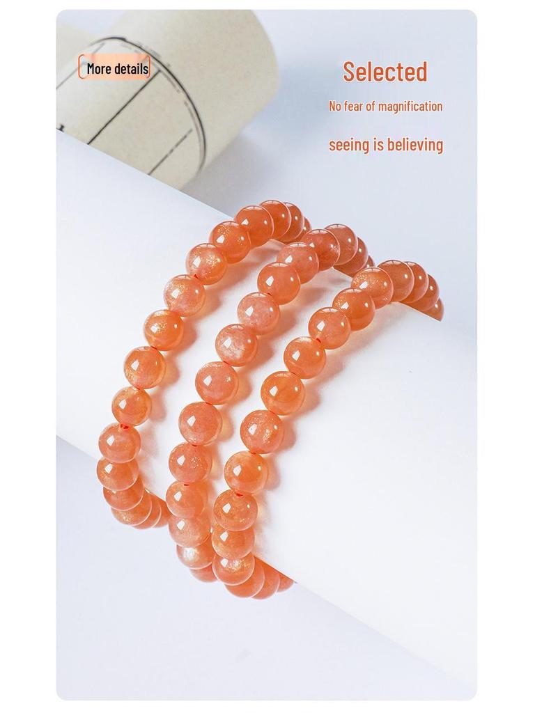 Runya Crystal 7A Grade Sunstone & Orange Moonstone Round Bead Bracelet - Natural Loose Spacer Beads