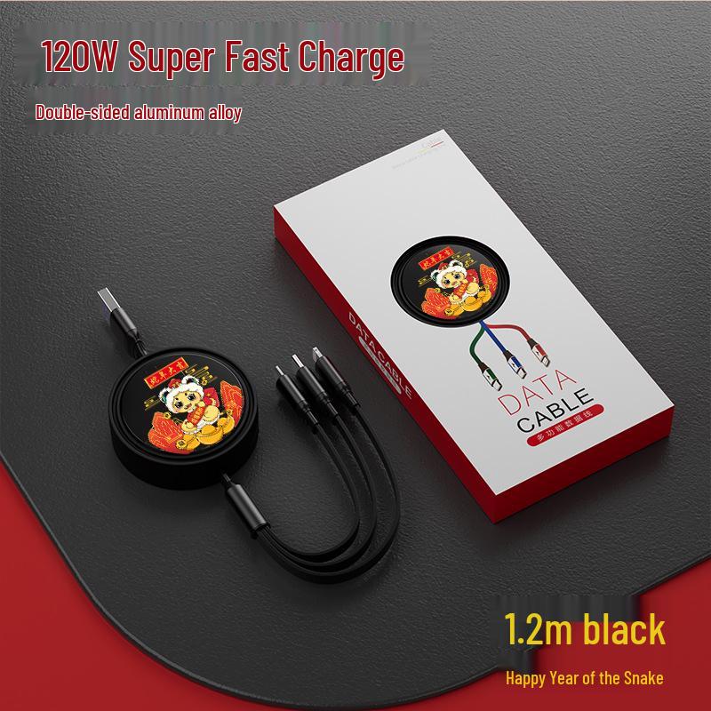 Juran Retractable Multi-Head Fast Charging Cable - 3-in-1 Function
