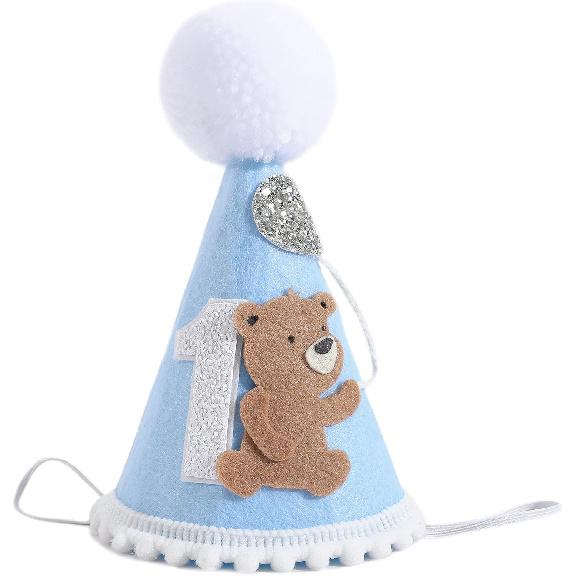 Bear Woodland Adventure Teddy Bear 1st Birthday Hat and Crown for Boys - One Happy Camper First Birthday Decoration