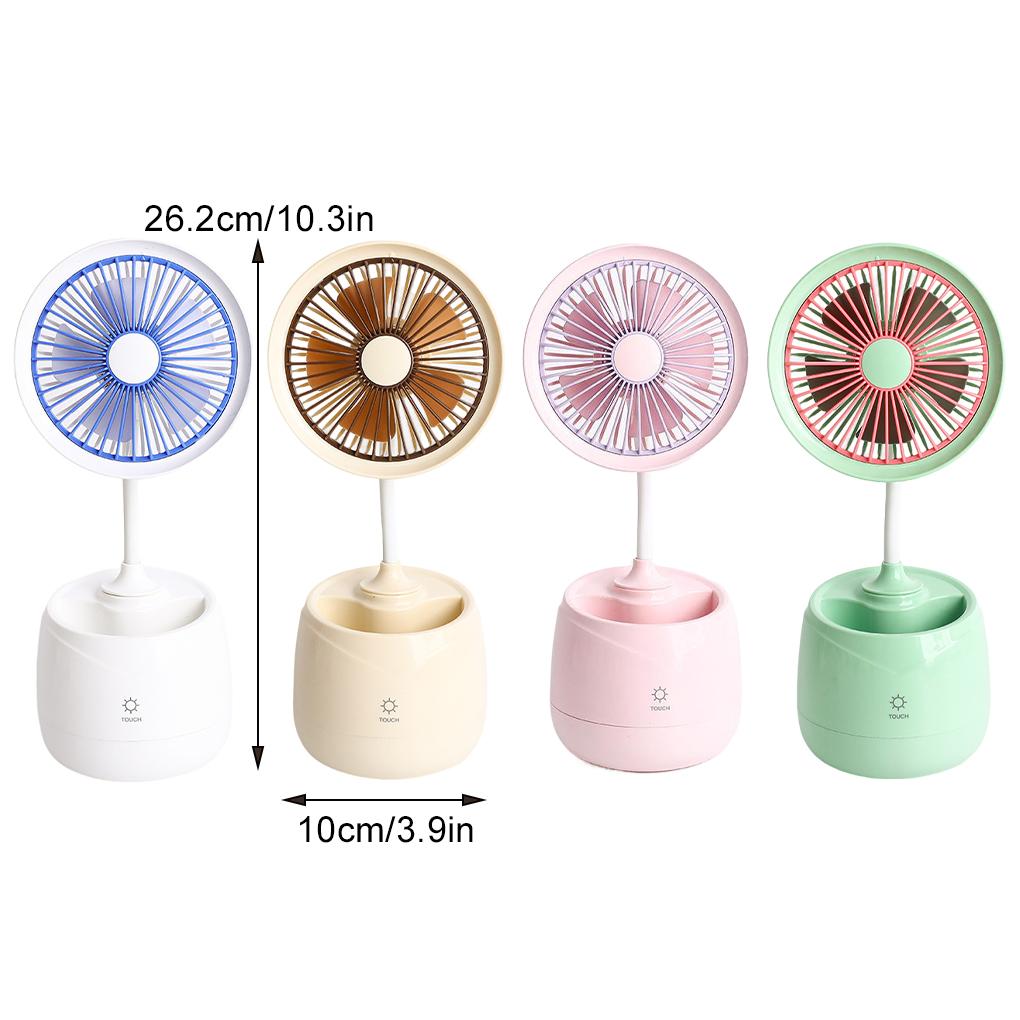 Standing Desktop Mini Fan Rechargeable USB With Touch Button Control 3 Speed Wind Control Cool Lighting Fans For Home