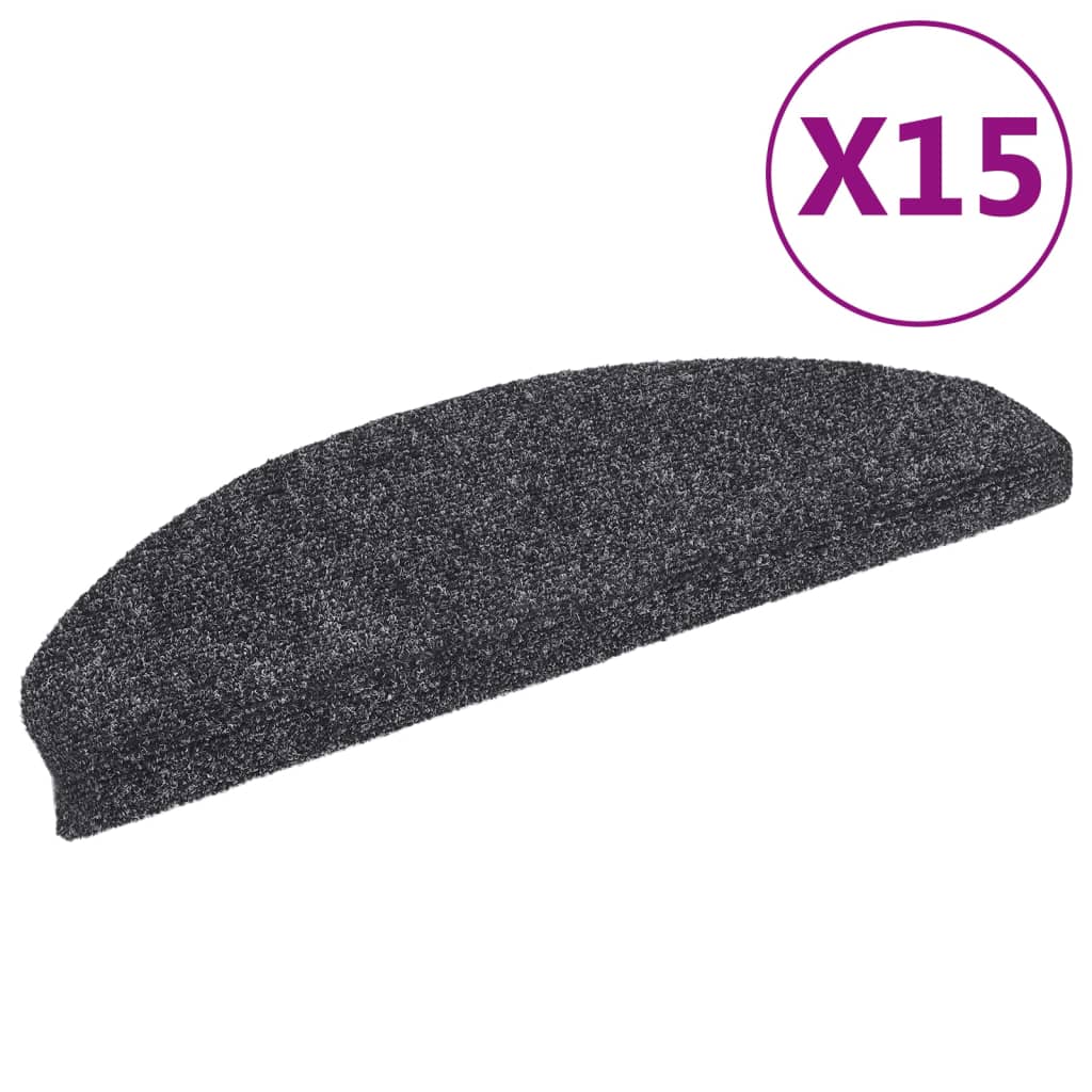 vidaXL Stufenmatten Selbstklebend 15 Stk. 65x21x4 cm Dunkelgrau Halbrund Groß