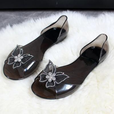 Mode Neue Transparente Sandalen Frauen Gelee Sandalen Sommer Flache Schuhe Funkelnden Diamanten Fischmaul Sandalen für Frauen Alias De Mujer