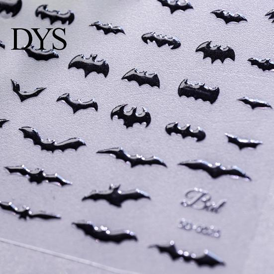 Spider Nail Art Halloween 3D Embossed Stickers, Skeleton Hand Pumpkin Bat Decals, Gothic Manicure Decoration Decals for Holiday Party