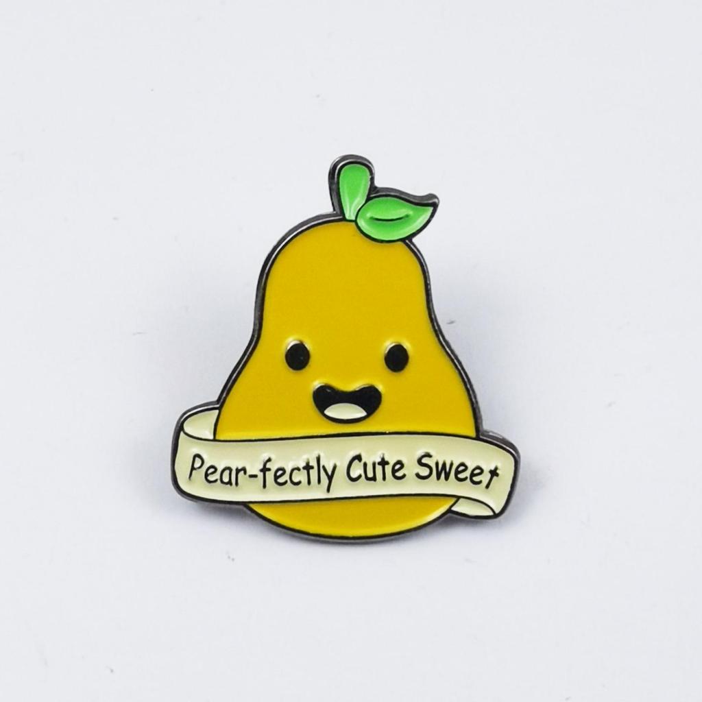 Cartoon Bee & Pear Brooch: Cute Insect Fruit Series Badge for Clothing Accessories