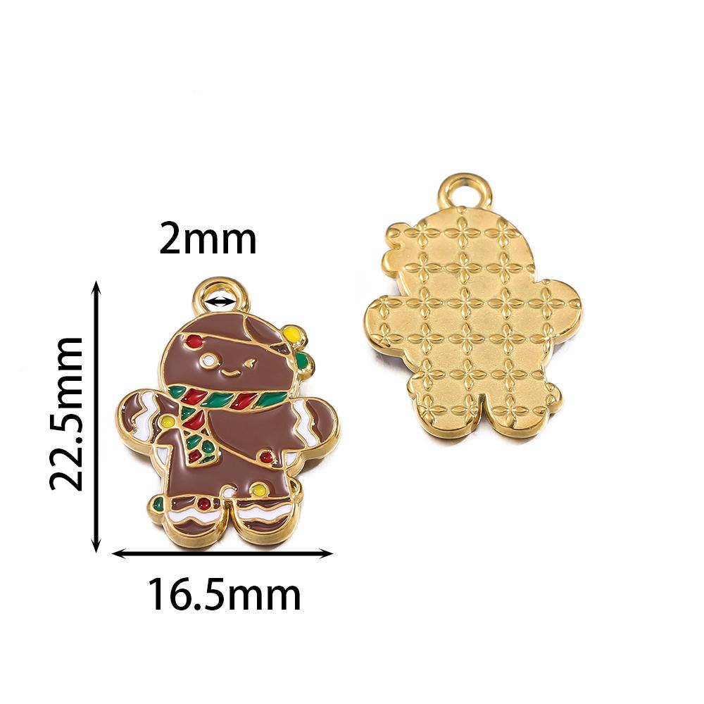 1pcs Stainless Steel Christmas Charms Gold Color Santa Claus Christmas Tree Enamel Pendants For DIY Earrings Necklaces Making