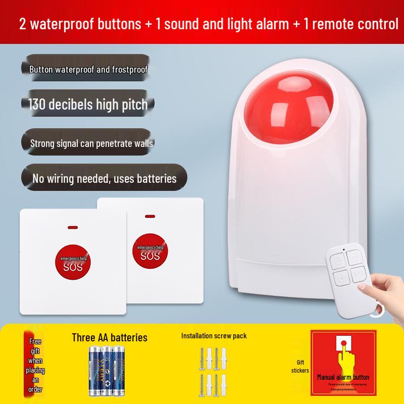 Cold Storage Sound & Light Wireless Alarm System with One-Key Emergency Button for Refrigerator/Freezer.