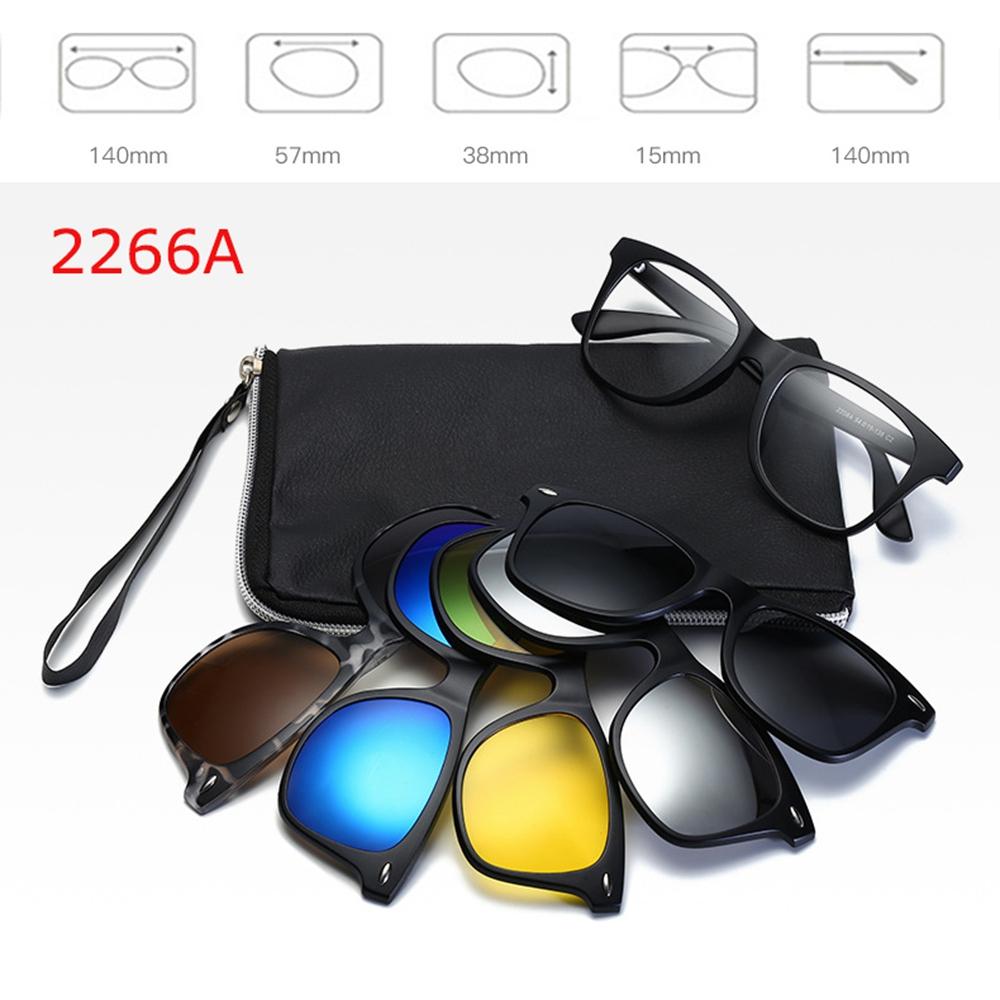 6 In 1 Polarized Sunglasses Men Women Magnetic Clip On Glasses TR90 Optical Prescription Eyeglass Frames Magnet Clips