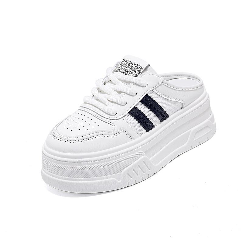 

Little white shoes 2025 new spring and autumn versatile height-increasing muffin thick-soled small comfortable sports and leisure bag head half drag 40