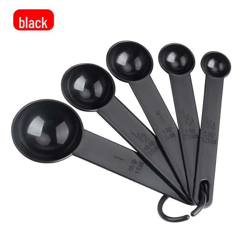 PP Plastic Five-Piece Measuring Spoon Set with Scales for Baking, Salt, and Milk Powder - Essential Kitchen Gadgets.