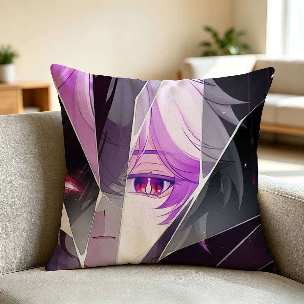 D-Durin Genshin Impact Pillow Case Square Double-Sided Sofa Cushion Cover Bedroom Bedside Pillow