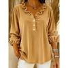 Womens Corduroy Ruffle V Neck Long Sleeve Casual Blouse