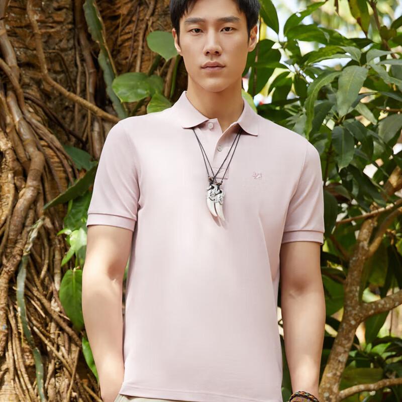 YOUNGOR Men's Business Casual Breathable Short Sleeve Polo Shirt GSPC533011OFA