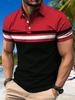 Men's Short-sleeve Striped Polo Shirt, Stylish for Casual Daily Wear.