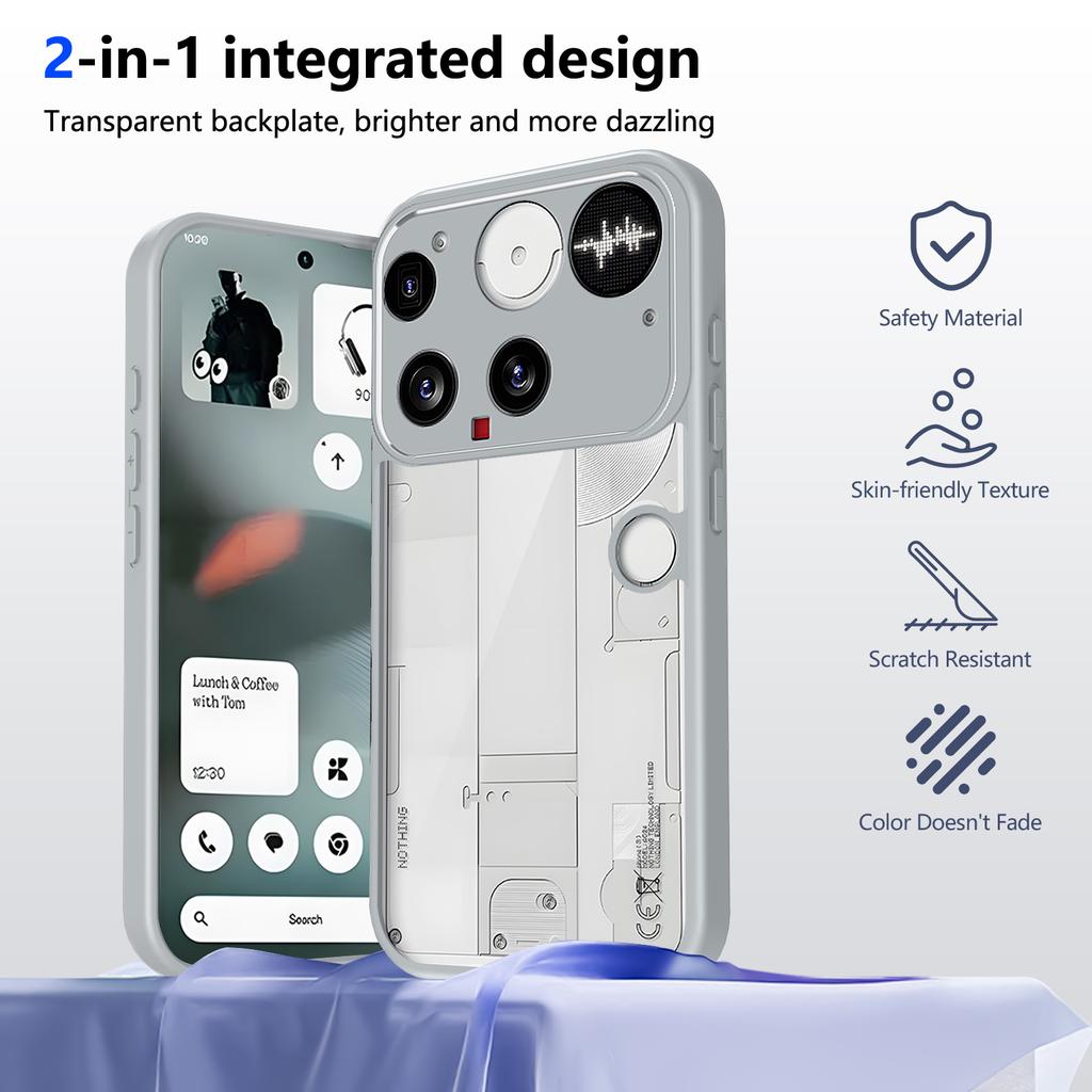 Pouzdro pro Nothing Phone 3 A024 s airbagy, nárazuvzdorné, průhledné matné zadní kryt, pevné pouzdro na telefon pro Nothing Phone 3 2025, silikonový nárazník