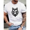 Europäische Größen Wolf Herrenmode Trendiges Rundhals-T-Shirt mit lustigem englischem Aufdruck, Humorvoll und Interessant, Geeignet für Frühling und Sommer