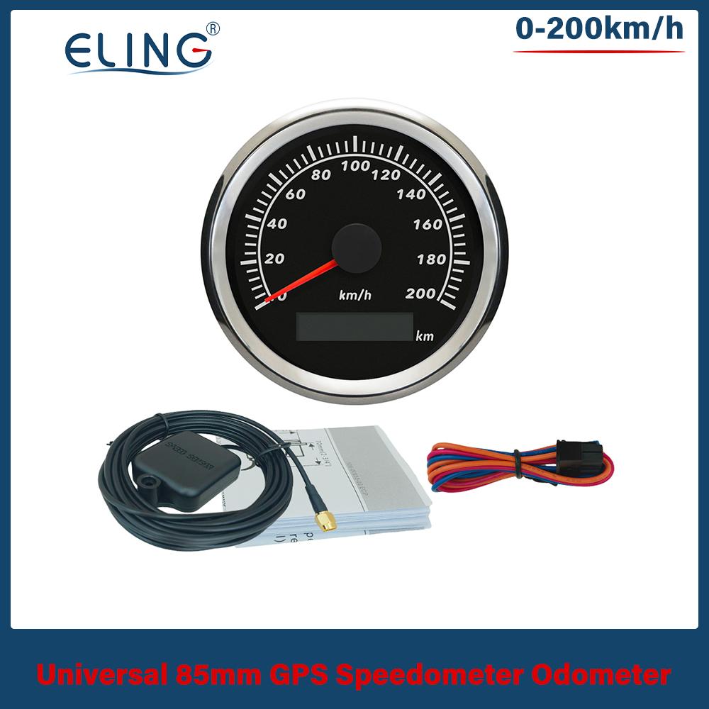 ELING 85mm GPS Speedometer Gauge 0-120km/h 0-160km/h 0-200km/h 0-300km/h for Car Truck Boat with Red Backlight With GPS Antenna