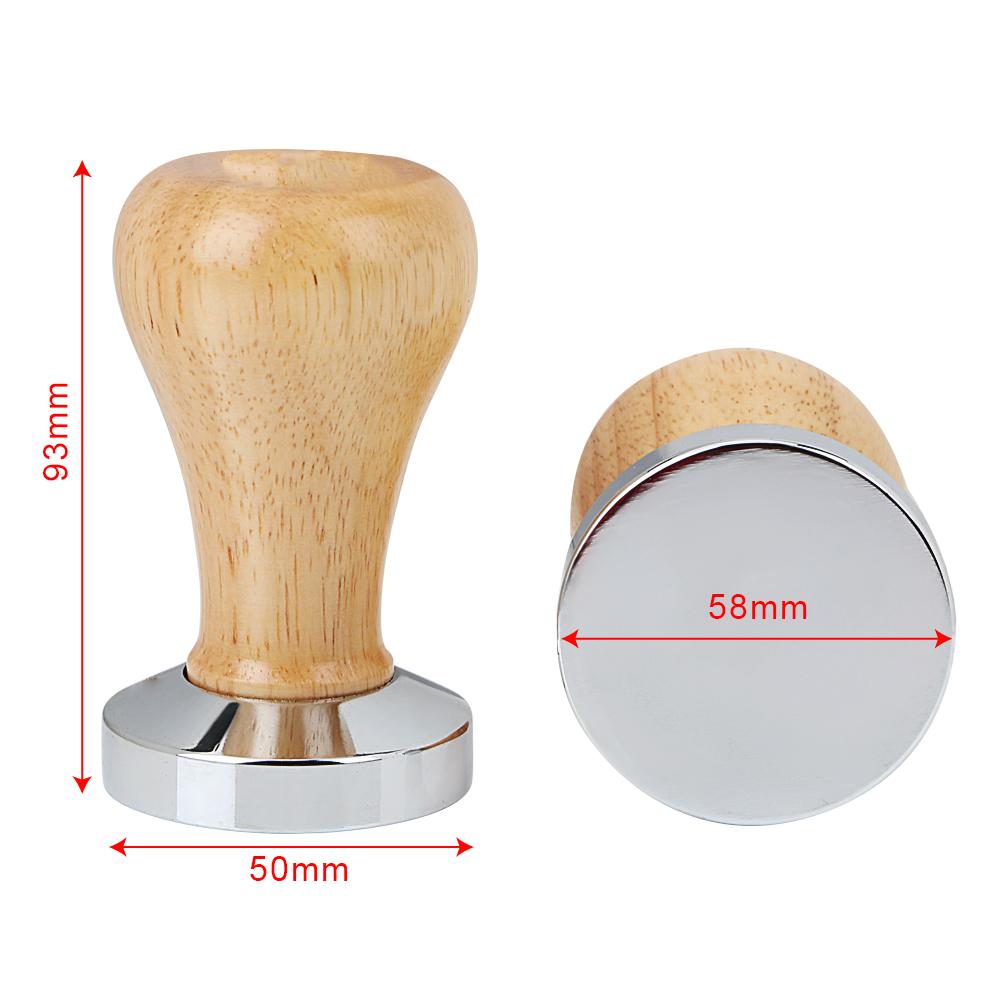 Barista Tools Wood Handle Coffee Powder Hammer Coffee Accessories 58MM/51MM Stainless Steel Coffee Tamper