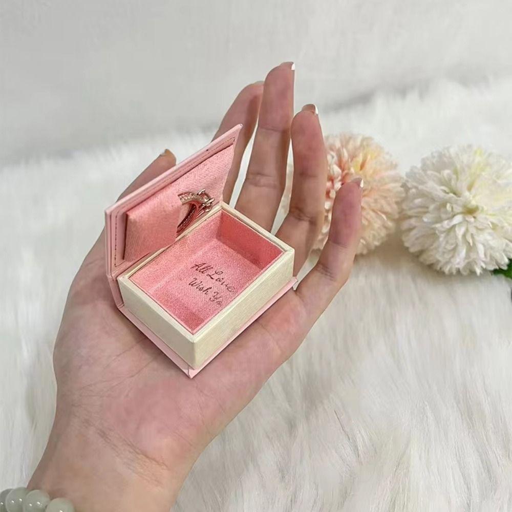 Storage Box Engagement Ring Box Flip Lid Jewelry Display Case Durable Book Shape Ring Box Gift Box
