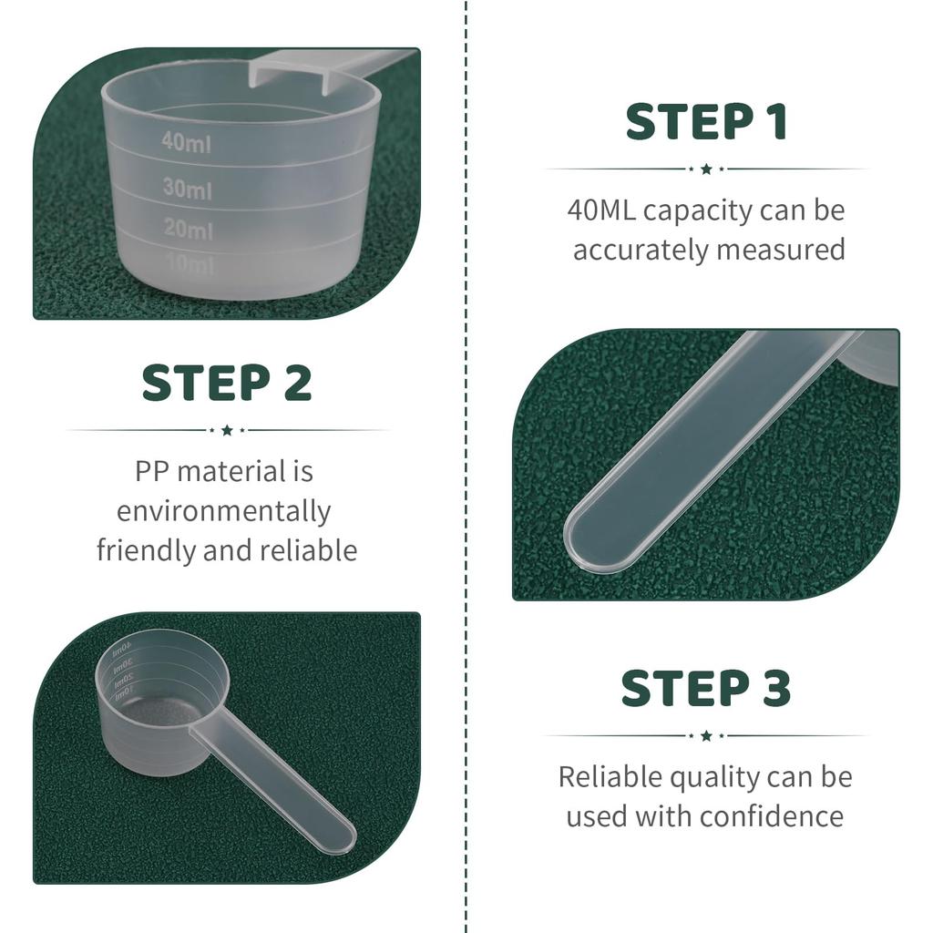 Flat Bottom Graduated Measuring Spoon 40ml Transparent Plastic, Individually Packaged for Precision Measurement