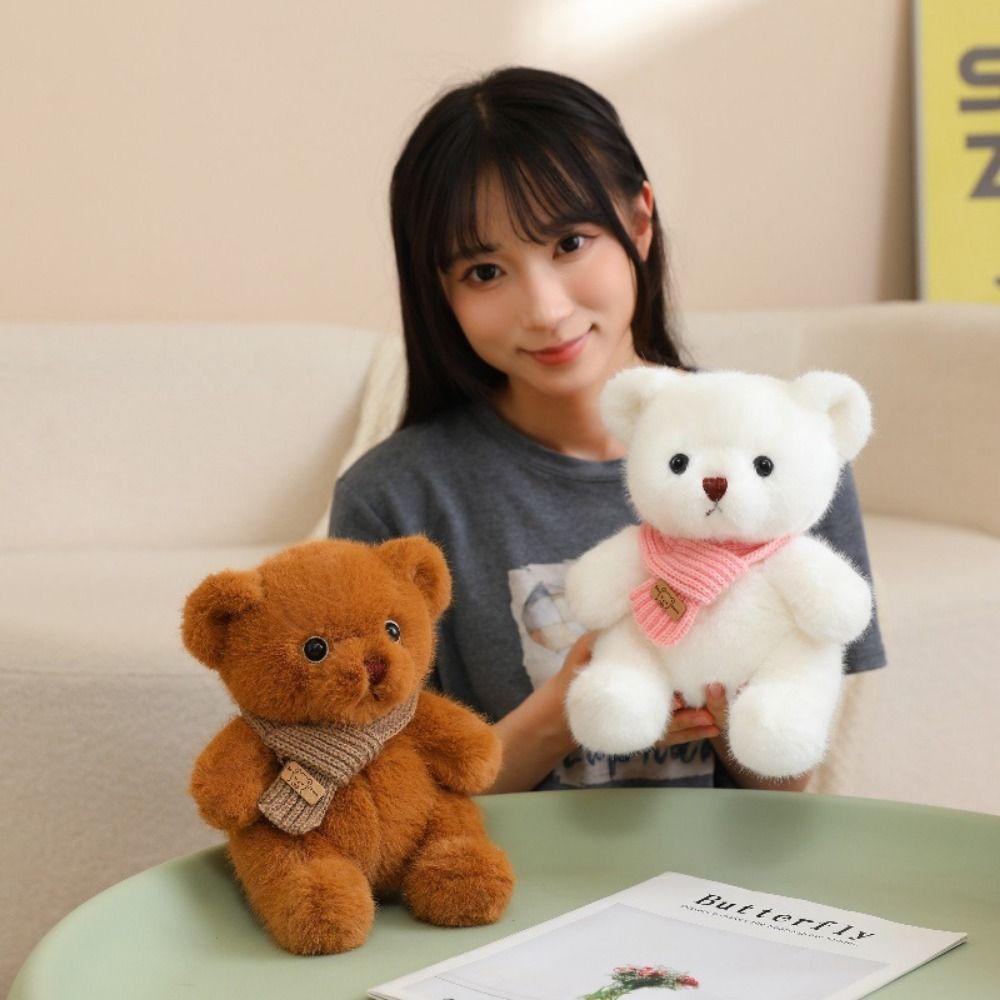 Cartoon Scarf Bear Soft Pillow Stuffed Scarf Bear Stuffed Dolls Bear Plush Toy Room Decor