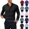 Men's Muscle Fit Dress Shirts Wrinkle-Free Long Sleeve Casual Button Down Shirts