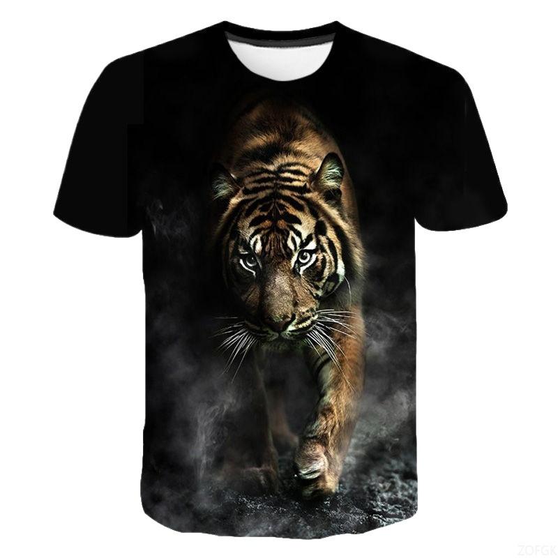 Fashion Men's T-Shirt Animal Tiger 3D Print Men's and Women's Summer Short Sleeve Round Neck Casual Top Outdoor Men's Clothing