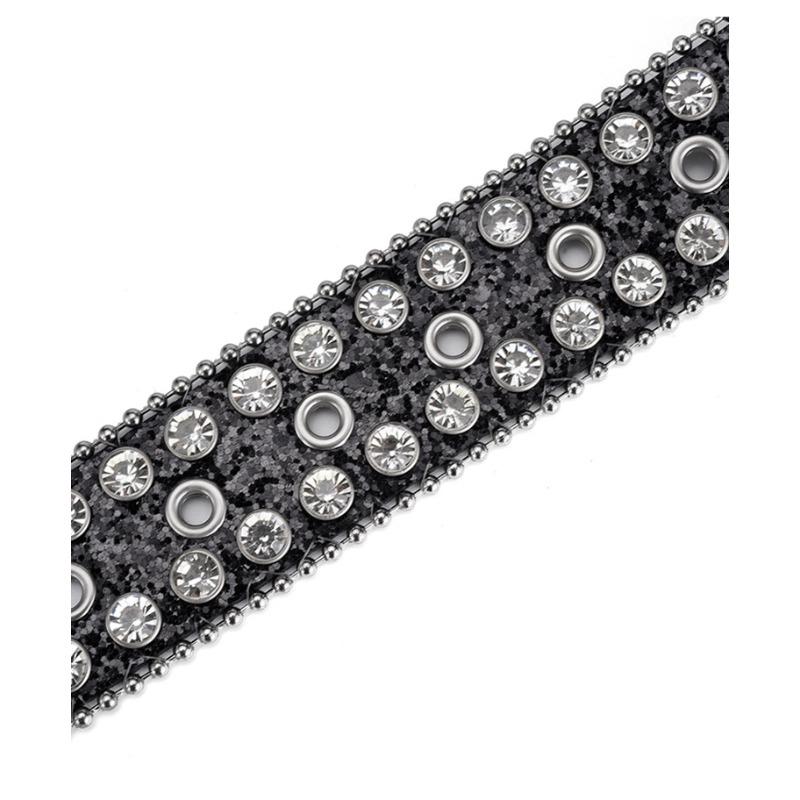 Women's European and American feng shui diamond leather belt, handmade diamond-encrusted fashionabl