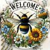 Round Metal Tin Sign 8x8 Inch Bee Flower Vintage Wall Art for Bar