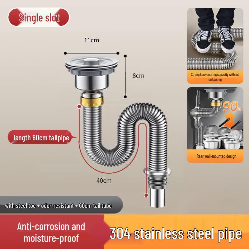Stainless Steel Kitchen Double Sink Drain Kit