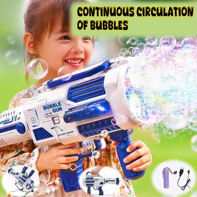 Launcher Shape Blower Soap Space Bubble Toy Kids Outdoor Fun Toy Large Automatic Rocket Bubble Gun Big Holes Bubbles Machine Gun