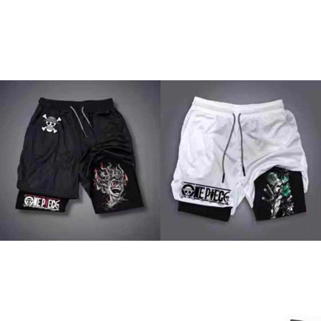Muay Thai Kickboxing Boxe MMA Macacão Pirata Luffy Zoro Chapéu de Palha Desenho Animado Japão Calções Unissex Treino Secagem Rápida Elástico na Cintura Treino